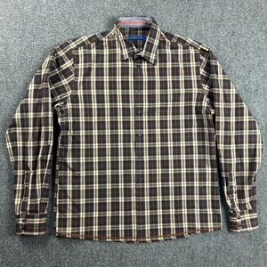Georg‎ Roth Los Angeles Shirt Mens XL Plaid Brown Button Up Cotton Blend Adults